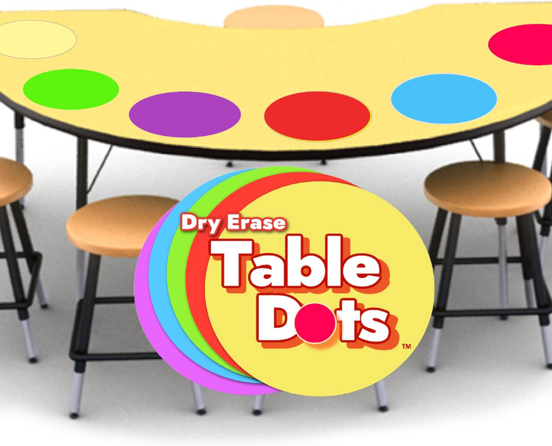 TABLE DOTS for Teachers 10 PACK | 12&quot; PVC Vinyl Stickers, 5 Colors