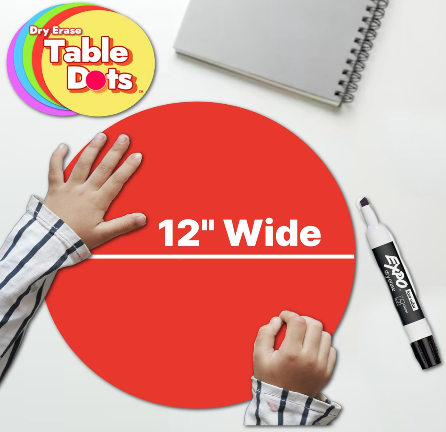 TABLE DOTS for Teachers - 20 PACK | 12&quot; PVC Vinyl Stickers, 5 Colors