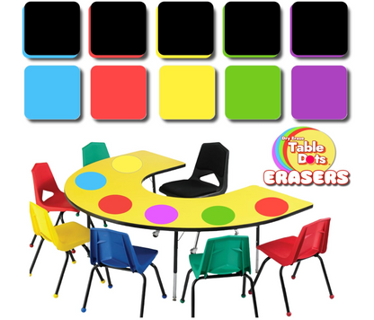 10 Pack Erasers Dry Erase Magnetic, 5 Bright Colors | Use With Table Spots and Table Dots