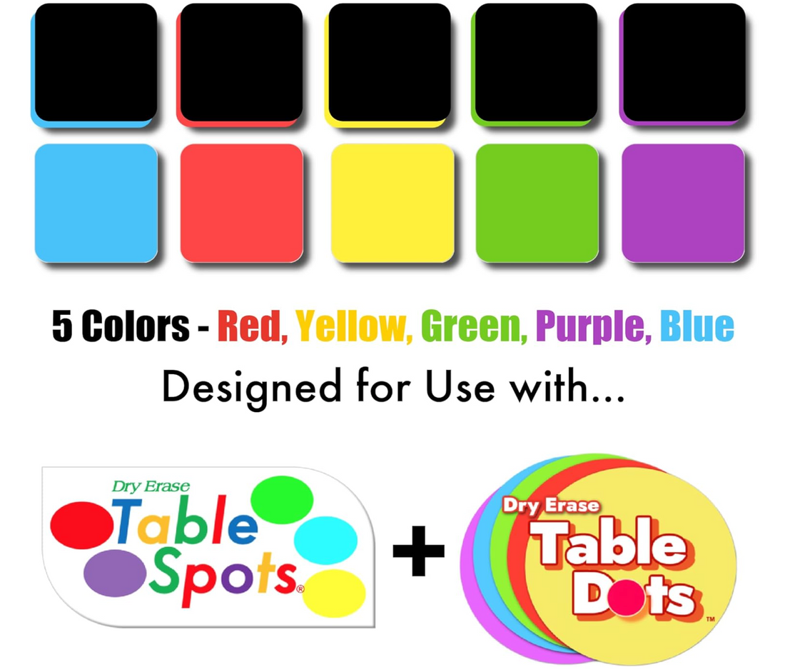 10 Pack Erasers Dry Erase Magnetic, 5 Bright Colors | Use With Table Spots and Table Dots