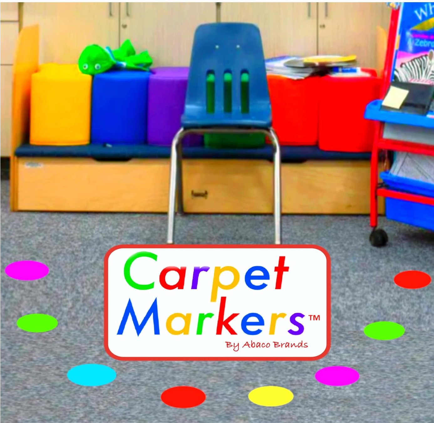 Carpet Markers 30 PACK CIRCLES, 5 COLORS w/ BONUS PERMANENT MARKER